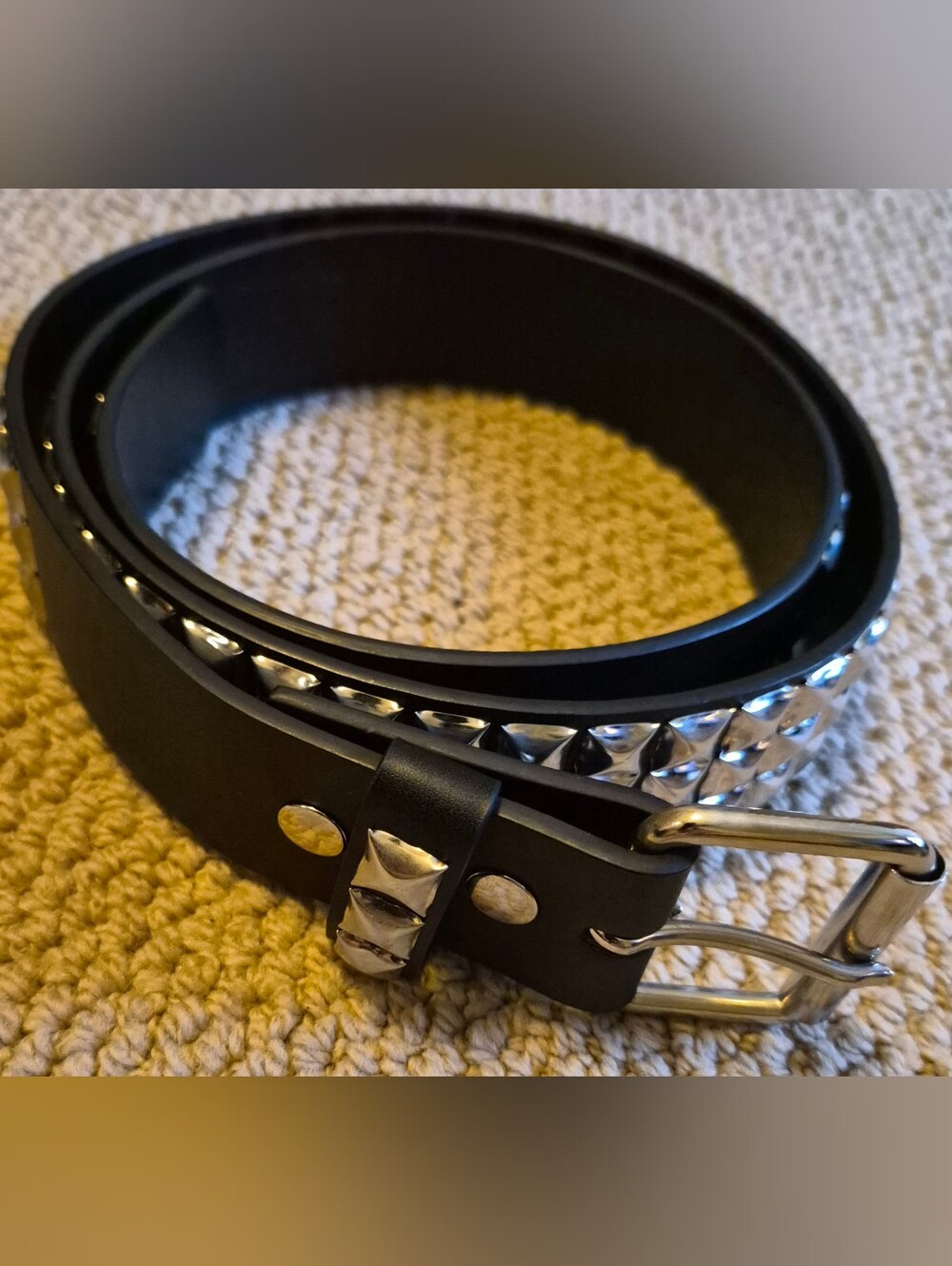 Black Studded Leather Men's Belt
